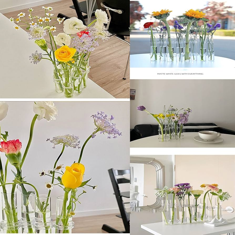 フラワーベース　花瓶　６点セット Amazon.co.jp: 折りたたみ式フラワーベース、ヒンジ付き透明